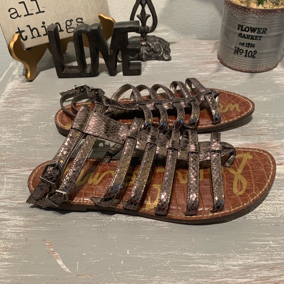 Sam Edelman ‘Gilda’ Pewter metallic boa strappy gladiator sandals 7.5M - Picture 9 of 13